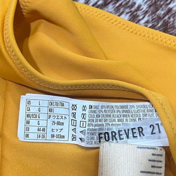Forever 21 High Cut Cheeky Bikini Bottom Mustard Yellow L - Picture 4 of 10